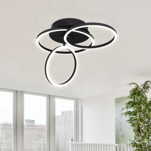 LED Deckenleuchte, Ring Design beweglich, schwarz, L 50 cm