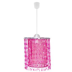 RGB LED Hängeleuchte, Kristalle pink,  App-/Sprachsteuerung