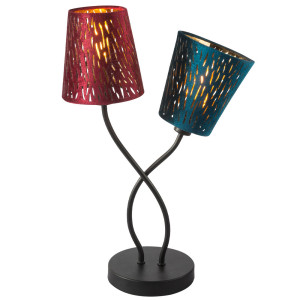 LED Tischleuchte, Samt, mehrfarbig, Dekor Stanzungen