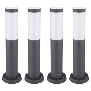 4er Set LED Sockelleuchte, Edelstahl anthrazit, Höhe 45 cm
