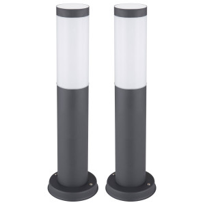 2er Set RGB LED Sockelleuchte, Edelstahl anthrazit, H 45 cm