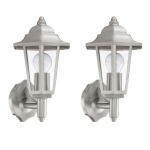 2er Set LED Wandleuchte, Edelstahl, Höhe 34 cm