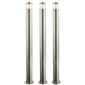 3x LED Stehleuchten, Edelstahl, silber, H 100 cm
