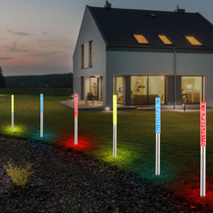 6er Set RGB LED Solar Steckleuchten, Luftblasen Design, H 38 cm