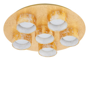 LED Deckenlampe, gold, Textil, 42 cm