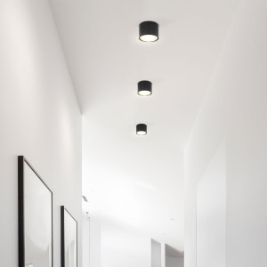 LED Deckenleuchte, ALU, Glas, schwarz, D 11,3 cm