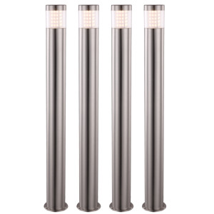 4er Set LED Außen Standleuchten, Edelstahl, H 80 cm