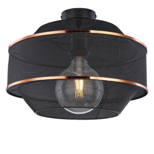 LED Deckenleuchte, Schwarz-Gold, Gitter, 35 cm, BELLONA