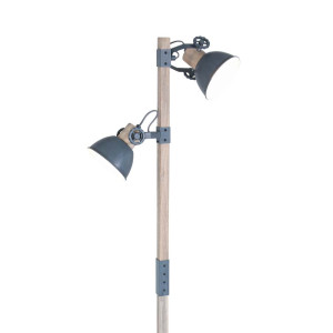 LED Stehleuchte, Holz, Metall, Spots verstellbar, H 150 cm