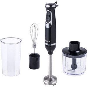 Stabmixer mit Schneebesen, Zerkleinerer und Mixbecher