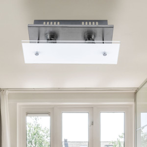 LED Deckenlampe, Nickel matt, 2 flammig, Glas