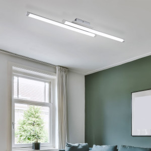 LED Deckenlampe, Metall Kunststoff, Nickel matt, 12W, L 72cm