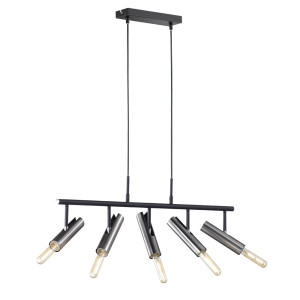 Hängeleuchte, schwarz nickel matt, verstellbare Spots, H 140 cm, DEAN