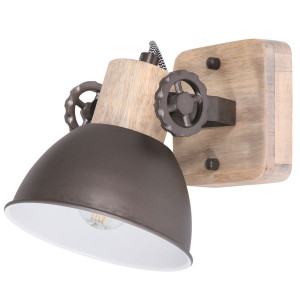 RGB LED Wandstrahler, Eichenholz, Metall anthrazit, H 17 cm