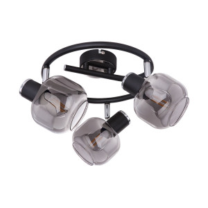 Deckenlampe, Metall, Glas rauch, bewegliche Spots 25 cm