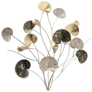 Wandobjekt, Eisen, Blüten, Blätter, mehrfarbig, 50 cm