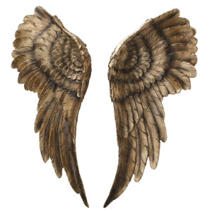 2er Set Engelsflügel, Wandobjekt, Kunstharz, gold H 54 cm