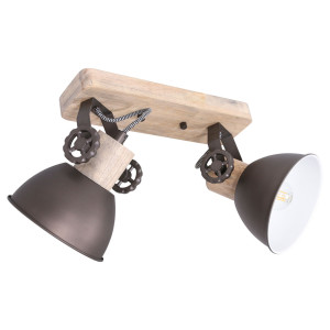 LED Deckenleuchte, Holz, Spot verstellbar, H 17 cm