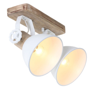 LED Deckenleuchte, Holz, Spot verstellbar, H 17 cm