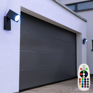 2er Set RGB LED ALU Wand Strahler, verstellbarer Spot