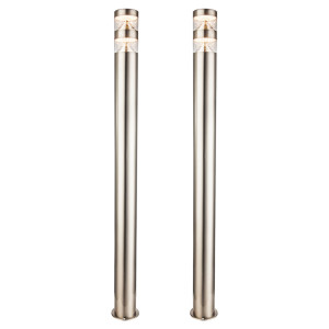 2er Set LED Stehleuchte, Edelstahl, Höhe 100 cm