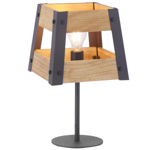 Tischleuchte, Holz, Eisen, braun-schwarz, Höhe 40 cm, CRATE