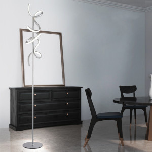 LED Stehleuchte, dimmbar, silber-weiß, geschwungen, Höhe 156 cm