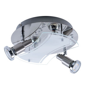 LED Deckenleuchte, silber, Glas, Spots verstellbar D 25 cm