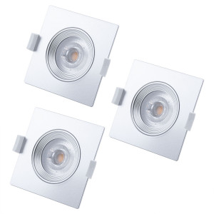 3er Set LED Einbauleuchte, silber, quadratisch, L 9 cm