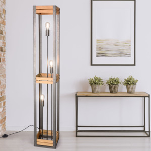 Stehleuchte, Vintage-Design, Holz, H 153 cm