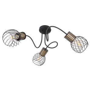 LED Deckenleuchte, Käfig-Design, gold-schwarz, 60 cm