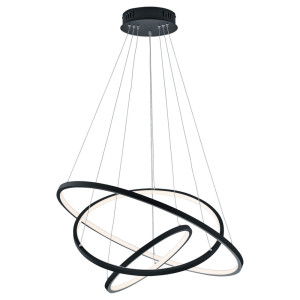 RGB LED Hängeleuchte, Ring, Dimmer, schwarz, APP, 80 cm