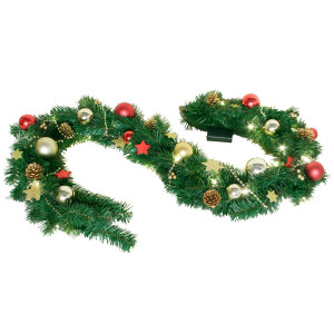 LED Weihnachtsgirlande, Zapfen, Kugeln, Sterne, L 180 cm
