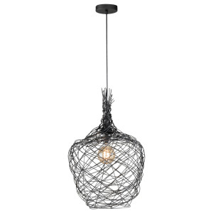 Pendelleuchte, Geflecht, schwarz, H 140 cm, MILO