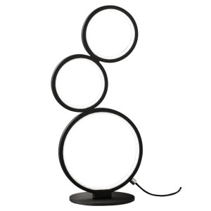 LED Tischleuchte, schwarz, Ringe, Dimmer, H 45 cm