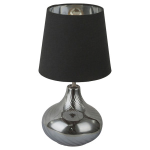RGB LED Tischleuchte, Glas, Textil, schwarz, silber metallic, H 40 cm