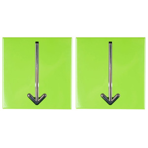 2x Wandgarderobe, Haken, Pfeilform, silber, grün, H 17,5 cm