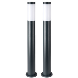 2x Stehleuchte, Edelstahl anthrazit, H 80 cm