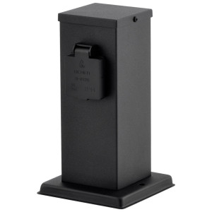Energieverteiler, 2 Steckdosen, schwarz, H 22 cm