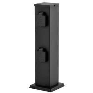 Energieverteiler, 4 Steckdosen, schwarz, H 39 cm