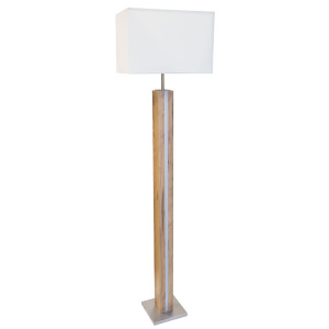 LED Stehleuchte, Holz, Textil, eichefarben, H 150 cm