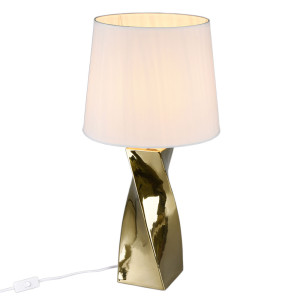 LED Tischleuchte, Keramik, Textil, gold-weiß, Höhe 68 cm