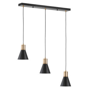Hängeleuchte, schwarz, altmessing H 140 cm, PLANO