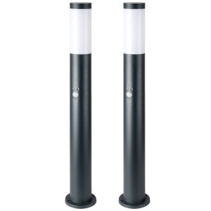 2x RGB LED Stehleuchte, Edelstahl, Bewegungsmelder, H 80 cm