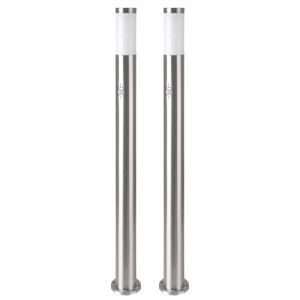 2er Set LED Stehleuchte silber, Bewegungsmelder, H 110 cm