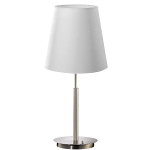 RGB LED Tischleuchte, Textil, weiß, nickel-matt, Höhe 66 cm