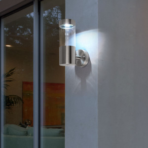 LED Solar Wandleuchte, Edelstahl, silber, H 21,5 cm, AMALFI