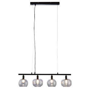 Pendelleuchte, Glas, Metall, Schwarz, 82 cm