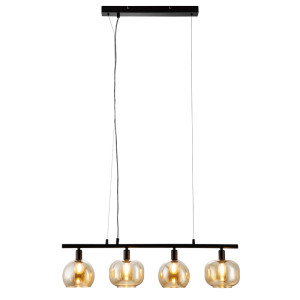 Pendelleuchte, Metall, Glas, Schwarz, 82 cm