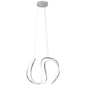 LED Pendelleuchte, grau, weiß, dimmbar, geschwungen, L 45 cm